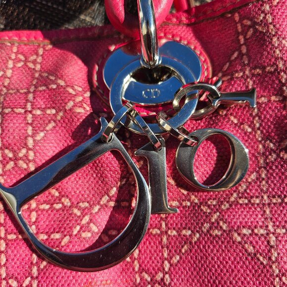 CHRISTIAN DIOR Coated Canvas Cannage Print Cherie Small Tote Pink - Picture 3 of 17